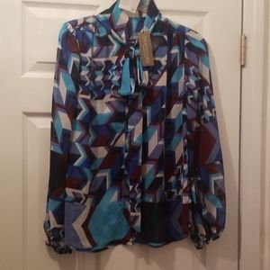 Mosaic blouse with bow